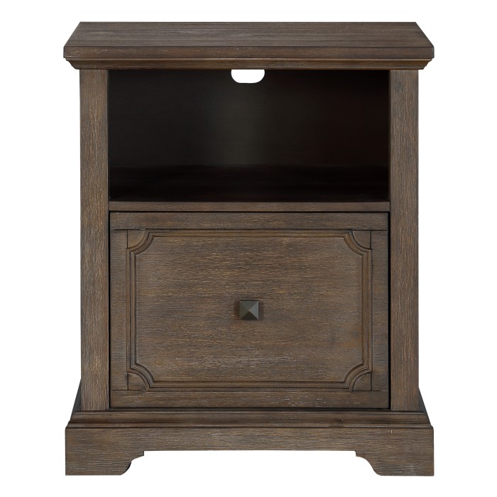 Distressed dark Oak Toulon Collection File Cabinet By homelegance