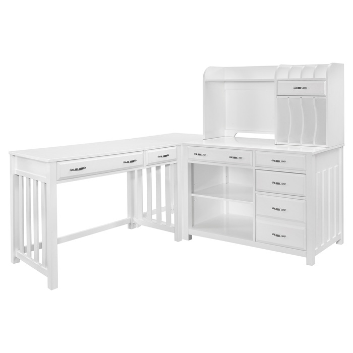 White Blanche collection 4pc Corner Desk by homelegance
