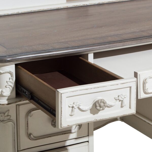 Antique white with gray rub-through and oak Cinderella Collection Desk by Homelegance 7