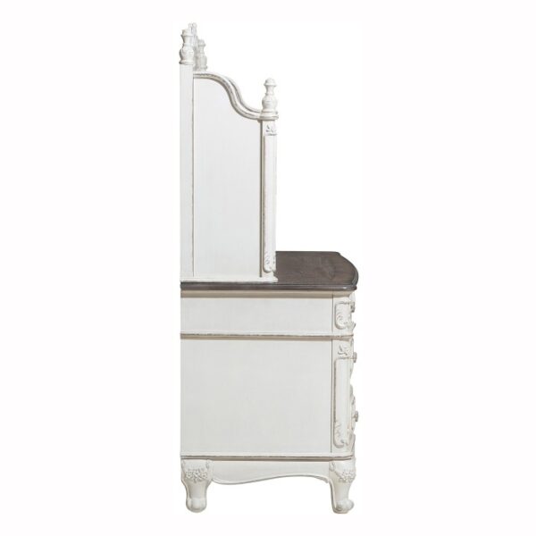 Antique white with gray rub-through and oak Cinderella Collection Desk by Homelegance 8