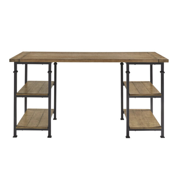 Rustic poplar finish and Rustic black metal Factory Collection Writing Desk by homelegance 8