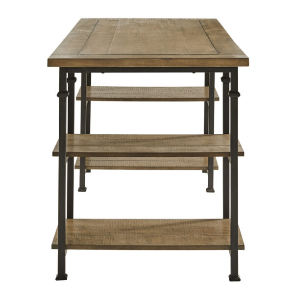 Rustic poplar finish and Rustic black metal Factory Collection Writing Desk by homelegance 10