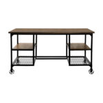 Weathered natural finish and rustic black metal finish Millwood Collection Writing Desk by homelegance Home Office Desks Mobilia Cleopatra 13 Weathered natural finish and rustic black metal finish Millwood Collection Writing Desk by homelegance 13