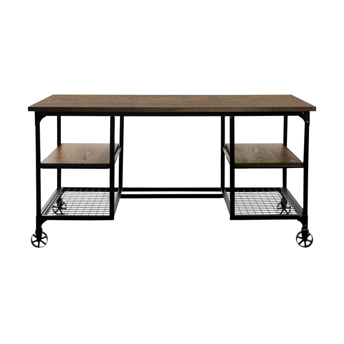 Weathered natural finish and rustic black metal finish Millwood Collection Writing Desk by homelegance