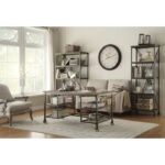 Weathered natural finish and rustic black metal finish Millwood Collection Writing Desk by homelegance Home Office Desks Mobilia Cleopatra 15 Weathered natural finish and rustic black metal finish Millwood Collection Writing Desk by homelegance 15