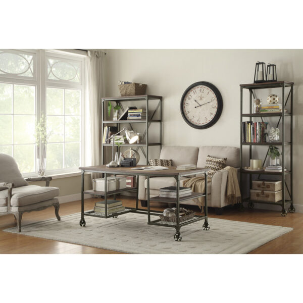 Weathered natural finish and rustic black metal finish Millwood Collection Writing Desk by homelegance 10