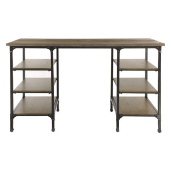 Weathered natural finish and rustic black metal finish Millwood Collection Counter height Writing Desk by homelegance