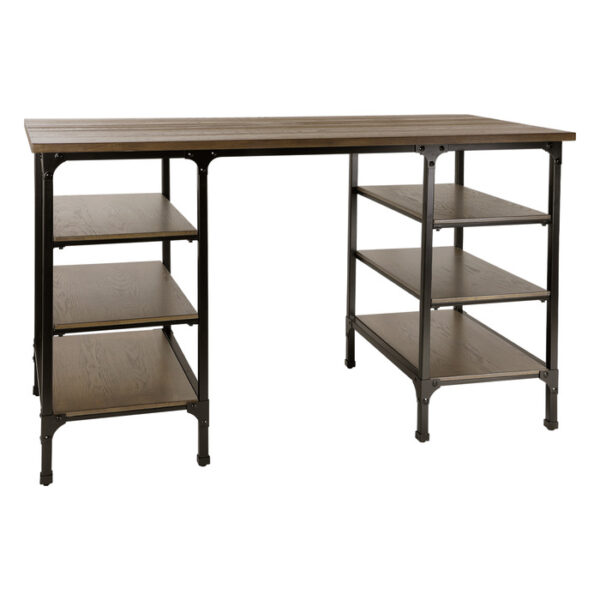 Weathered natural finish and rustic black metal finish Millwood Collection Counter height Writing Desk by homelegance 10