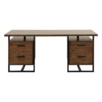 Walnut finish and rustic black metal Sedley Collection Desk With Two Cabinets  by homelegance 13