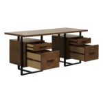 Walnut finish and rustic black metal Sedley Collection Desk With Two Cabinets  by homelegance 15