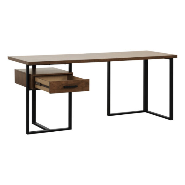 Walnut finish and rustic black metal finish Return Desk with one Cabinet Collection Writing Desk by homelegance 8