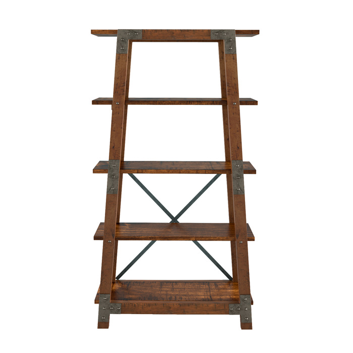 Rustic brown and gunmetal Holverson Collection Bookshelf By homelegnace