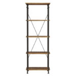 Rustic poplar finish and rustic black metal finish Factory Collection Bookshelf By homelegnace Storage Furniture Mobilia Cleopatra 19 Rustic poplar finish and rustic black metal finish Factory Collection Bookshelf By homelegnace 19