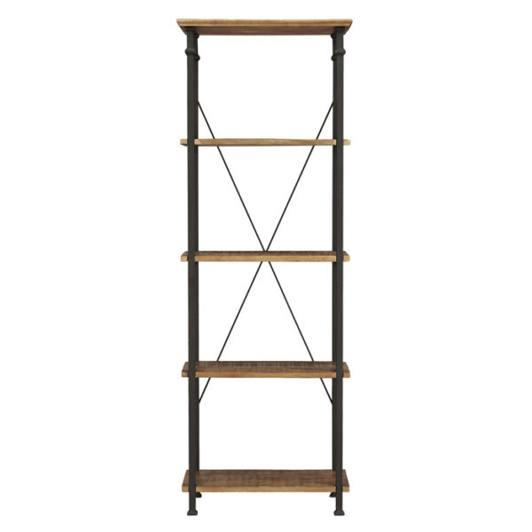 Rustic poplar finish and rustic black metal finish Factory Collection Bookshelf By homelegnace 11