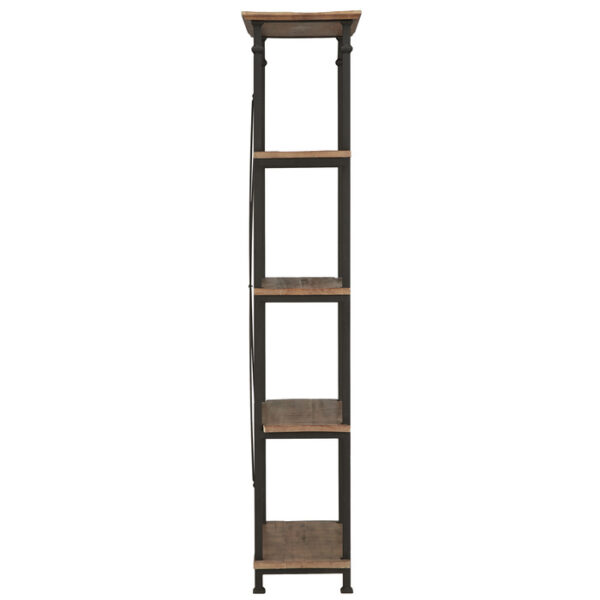 Rustic poplar finish and rustic black metal finish Factory Collection Bookshelf By homelegnace 12