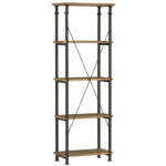Rustic poplar finish and rustic black metal finish Factory Collection Bookshelf By homelegnace Storage Furniture Mobilia Cleopatra 21 Rustic poplar finish and rustic black metal finish Factory Collection Bookshelf By homelegnace 21
