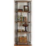 Rustic poplar finish and rustic black metal finish Factory Collection Bookshelf By homelegnace Storage Furniture Mobilia Cleopatra 23 Rustic poplar finish and rustic black metal finish Factory Collection Bookshelf By homelegnace 23
