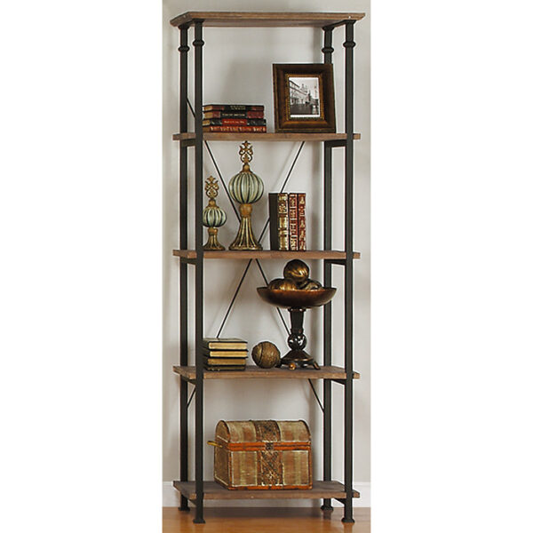 Rustic poplar finish and rustic black metal finish Factory Collection Bookshelf By homelegnace 15