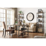 Rustic poplar finish and rustic black metal finish Factory Collection Bookshelf By homelegnace Storage Furniture Mobilia Cleopatra 25 Rustic poplar finish and rustic black metal finish Factory Collection Bookshelf By homelegnace 25