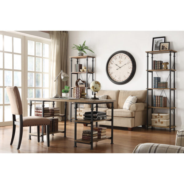 Rustic poplar finish and rustic black metal finish Factory Collection Bookshelf By homelegnace 17
