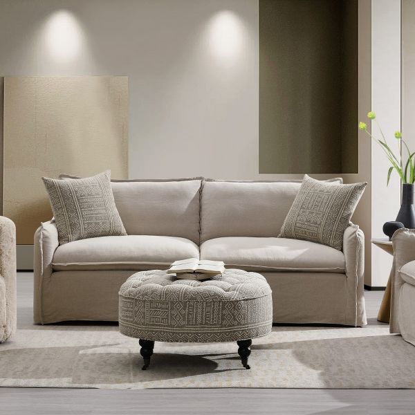 Beige Linen Upendo Sofa W/2 Pillows LV03080 By ACME