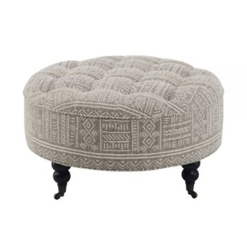Pattern Fabric Ottoman With Caster