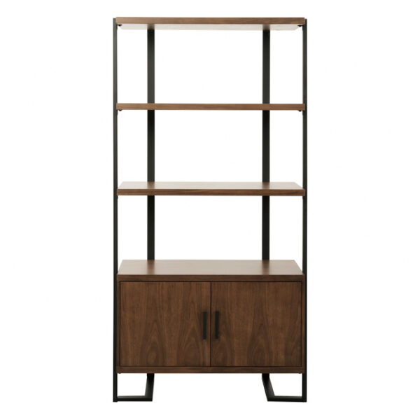 Walnut finish and rustic black metal finish Sedley Collection Bookshelf By homelegnace 8
