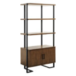 Walnut finish and rustic black metal finish Sedley Collection Bookshelf By homelegnace Storage Furniture Mobilia Cleopatra 14 Walnut finish and rustic black metal finish Sedley Collection Bookshelf By homelegnace 14
