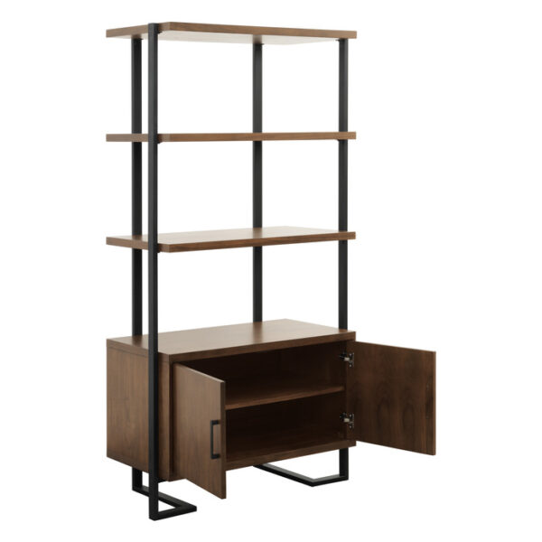 Walnut finish and rustic black metal finish Sedley Collection Bookshelf By homelegnace 10