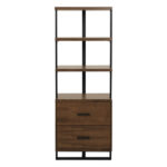 Walnut finish and rustic black metal finish Sedley Collection Bookcase By homelegnace 9