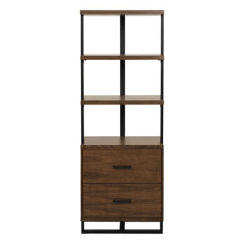 Walnut finish and rustic black metal finish Sedley Collection Bookcase By homelegnace