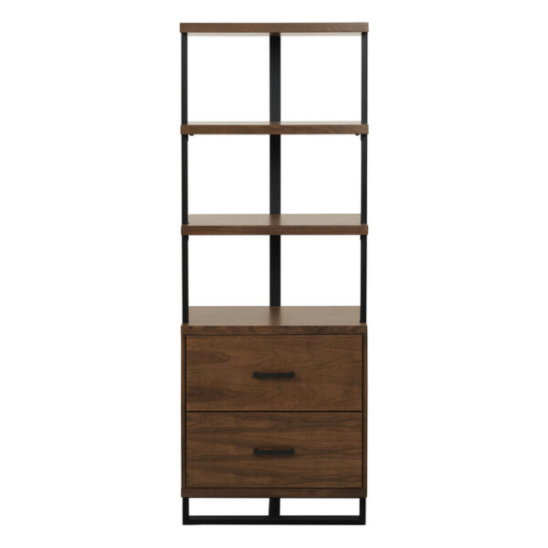 Walnut finish and rustic black metal finish Sedley Collection Bookcase By homelegnace 6