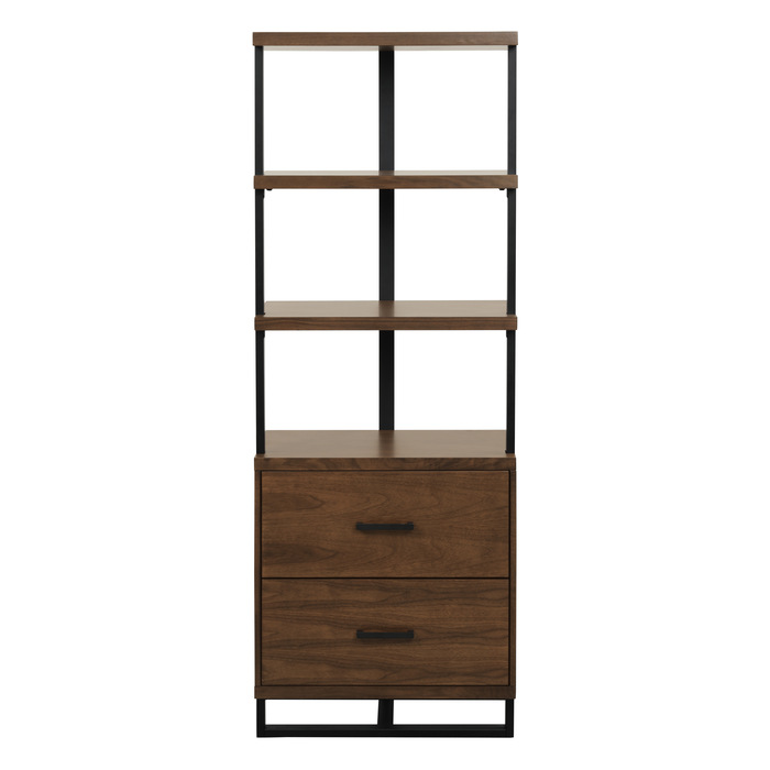 Walnut finish and rustic black metal finish Sedley Collection Bookcase By homelegnace