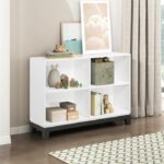 2-tone finish (White and Metallic gray) 4 Shelves Garretson Collection Bookcase By homelegnace Storage Furniture Mobilia Cleopatra 14 2-tone finish (White and Metallic gray) 4 Shelves Garretson Collection Bookcase By homelegnace 14