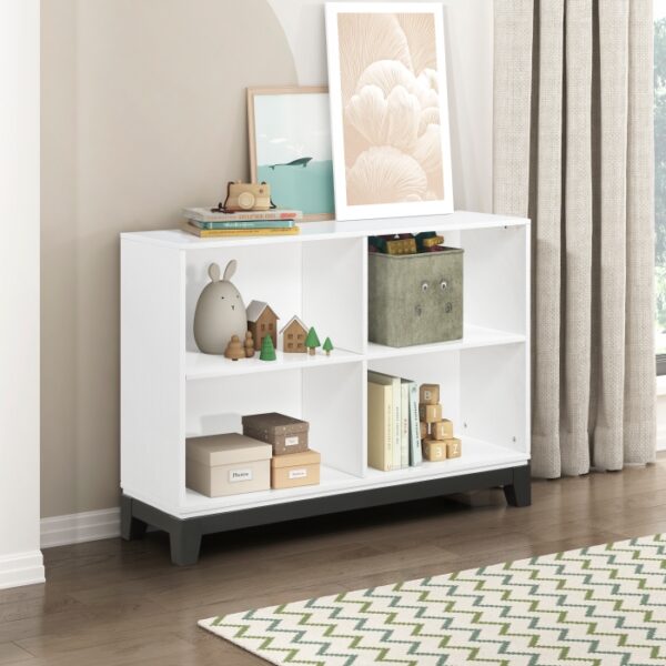 2-tone finish (White and Metallic gray) 4 Shelves Garretson Collection Bookcase By homelegnace 9