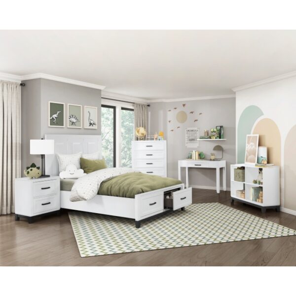 2-tone finish (White and Metallic gray) 4 Shelves Garretson Collection Bookcase By homelegnace 10