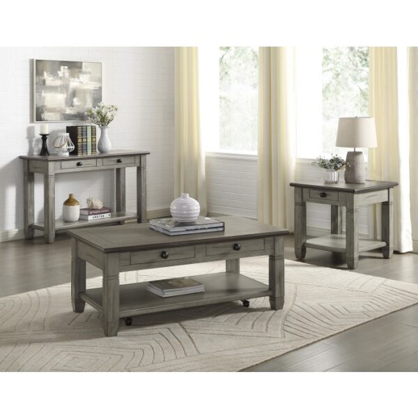 Coffee and antique gray Granby Collection End table By homelegance 11