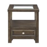 Charcoal brown Auburn Collection Glass top End table With Drawer By homelegance End Tables Mobilia Cleopatra 13 Charcoal brown Auburn Collection Glass top End table With Drawer By homelegance 13