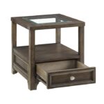 Charcoal brown Auburn Collection Glass top End table With Drawer By homelegance End Tables Mobilia Cleopatra 15 Charcoal brown Auburn Collection Glass top End table With Drawer By homelegance 15