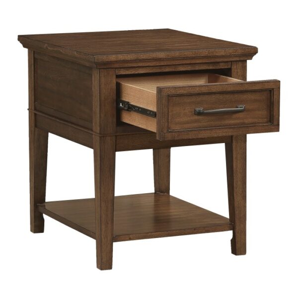 Walnut Whitley Collection Glass top End table With Drawer By homelegance 10