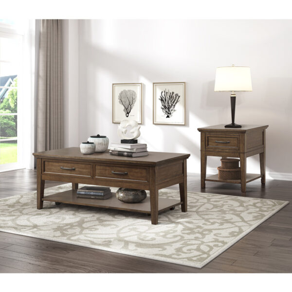 Walnut Whitley Collection Glass top End table With Drawer By homelegance 11