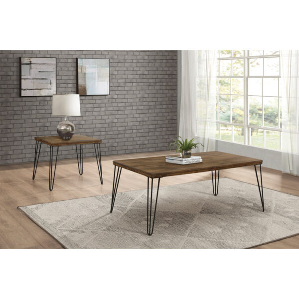 2-tone finish: rustic oak and black Kellson Collection End table By homelegance 9