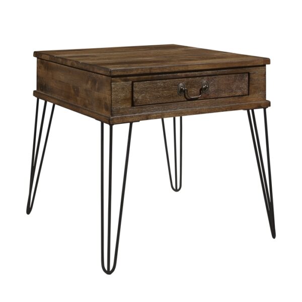 Rustic oak and black Shaffner Collection End table By homelegance 8