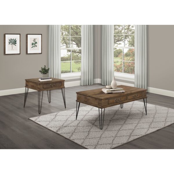 Rustic oak and black Shaffner Collection End table By homelegance 9