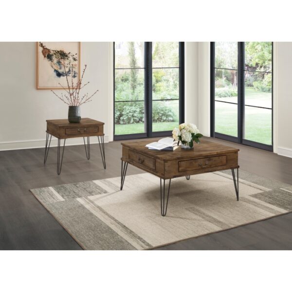 Rustic oak and black Shaffner Collection End table By homelegance 10