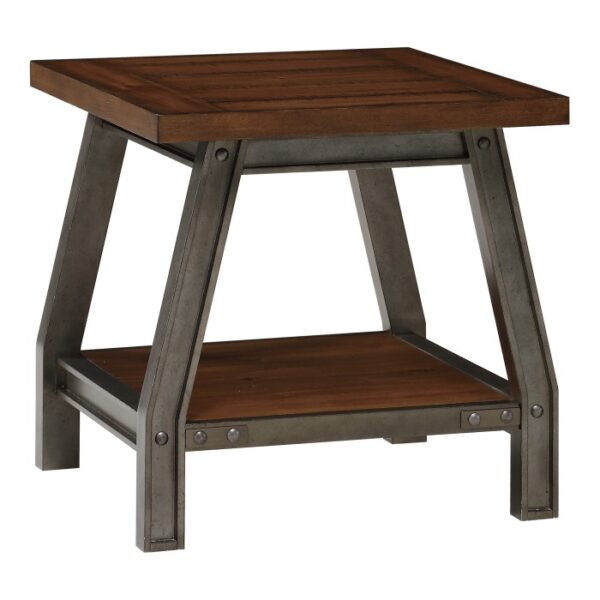 2-tone finish: Rustic brown and gunmetal Holverson Collection End table By homelegance 6