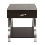 Espresso finish and brushed chrome metal finish Tioga Collection End table By homelegance End Tables Mobilia Cleopatra 13 Espresso finish and brushed chrome metal finish Tioga Collection End table By homelegance 13