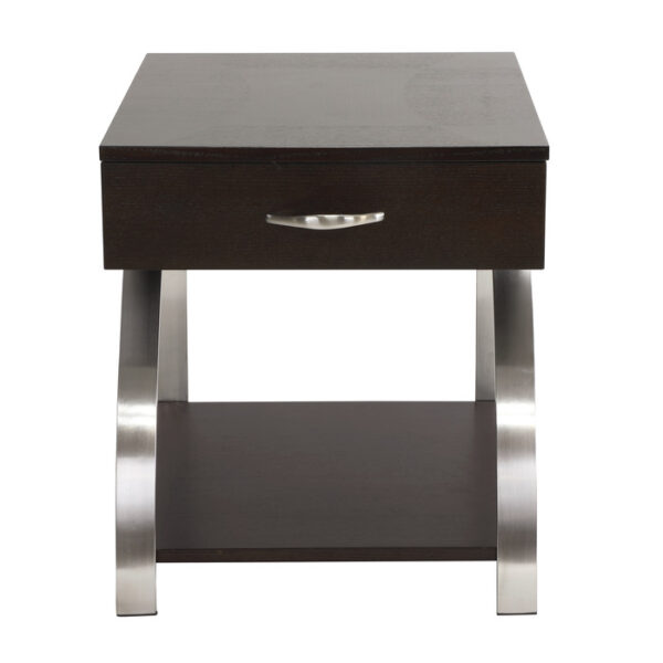 Espresso finish and brushed chrome metal finish Tioga Collection End table By homelegance 8