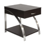 Espresso finish and brushed chrome metal finish Tioga Collection End table By homelegance End Tables Mobilia Cleopatra 14 Espresso finish and brushed chrome metal finish Tioga Collection End table By homelegance 14