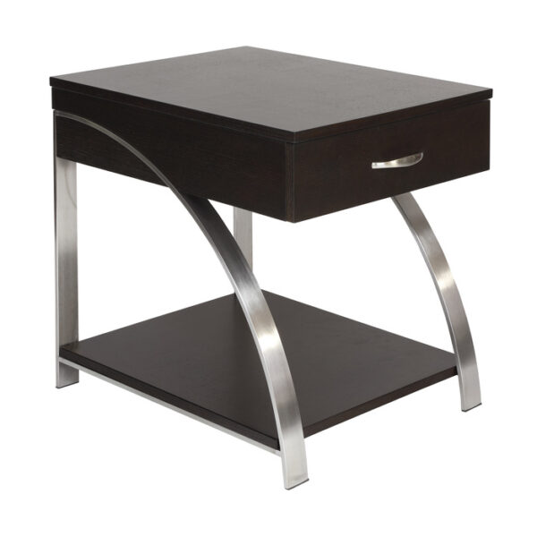 Espresso finish and brushed chrome metal finish Tioga Collection End table By homelegance 9